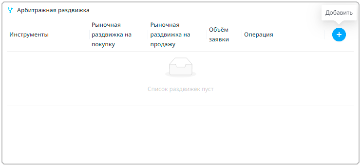 Кнопка Добавить в правом верхнем углу окна виджета